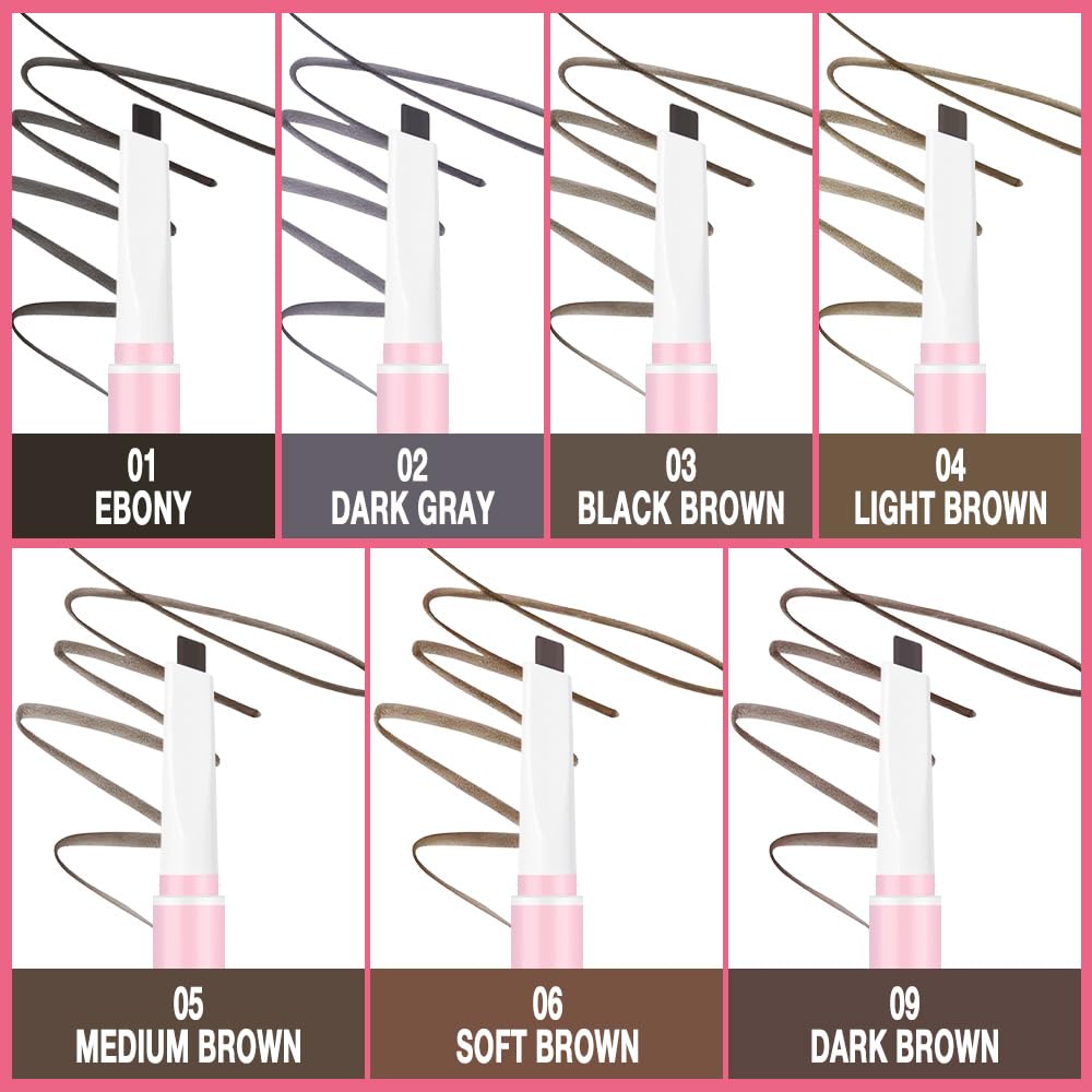 3Pcs Waterproof Eyebrow Pencil, Professional Makeup Micro Brow Pencil, Double-ended ultra-fine eyebrow pencil, Ultra-Fine Mechanical Pencil (3, 03#Black Brown)