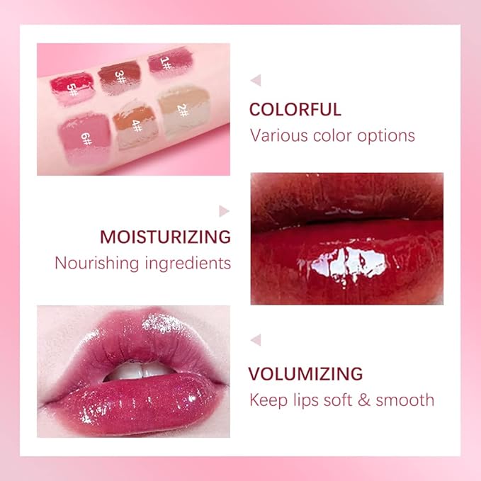 ibcccndc Lip Plumper Plumping Lip Gloss Hydrating Nourishing Lip Oil Red Liquid Lipstick Lip Care Products Mineral Oil Clear Lipgloss (6)