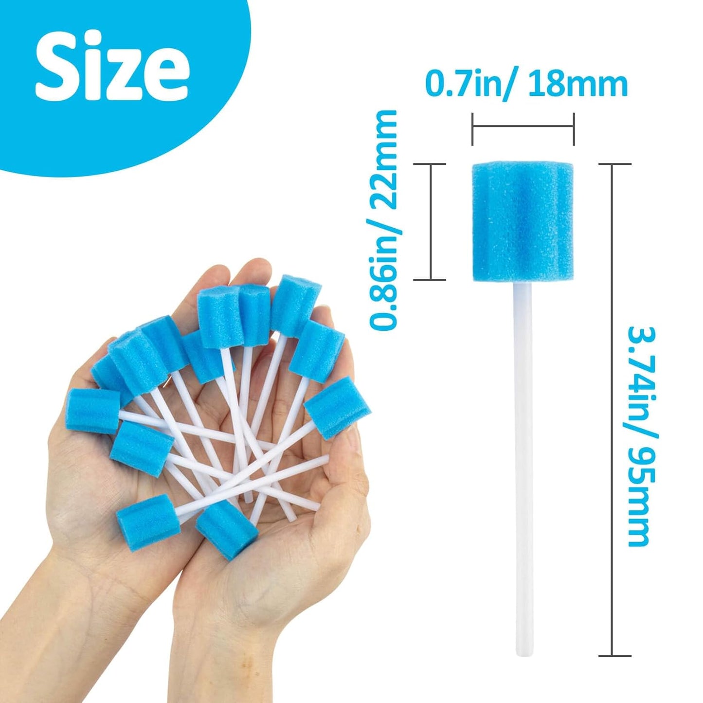 50 Oral Cleaner Swabs Disposable Sponge - Toothettes Mouth Swabs Swabsticks for Elderly Dry Mouth Waterless Toothbrushes on the go Mini Pet Children Sterile Thrush Mouth Treatment