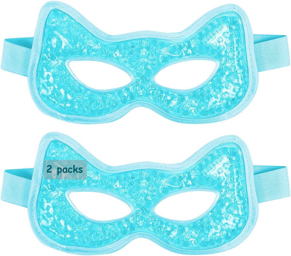 Cooling Eye Mask, Gel Eye Mask Hot Cold Use, Cold Eye Mask for Puffy Eyes, Dry Eyes, Headaches, Migraines, Sinus, Dark Circles (2 Blue)
