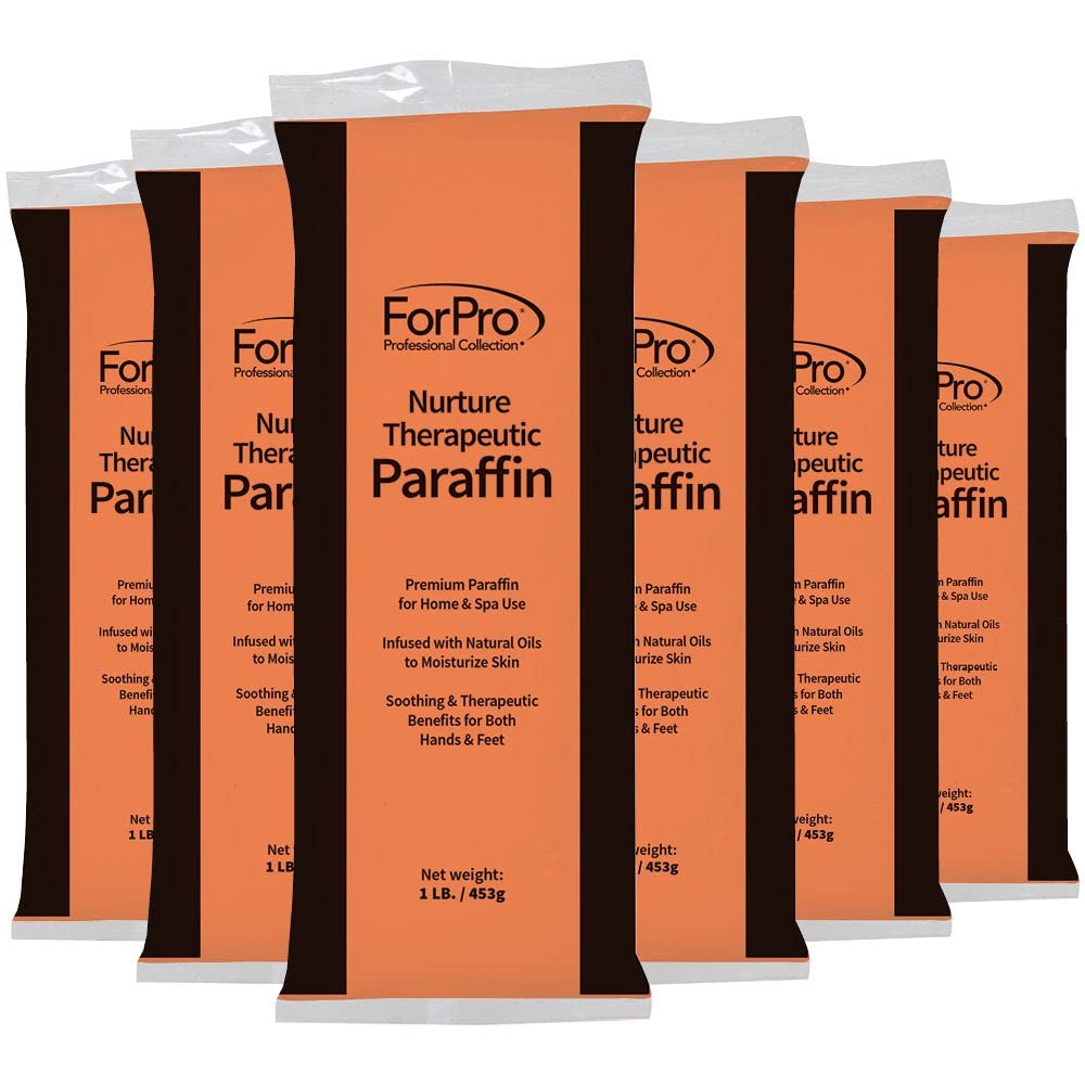 ForPro Professional Collection Nurture Paraffin Wax Refill, Peach Vanilla, Six 1-Pound Paraffin Blocks, Non-Greasy, Moisturizing for Soft & Healthy Skin, 6 Lbs