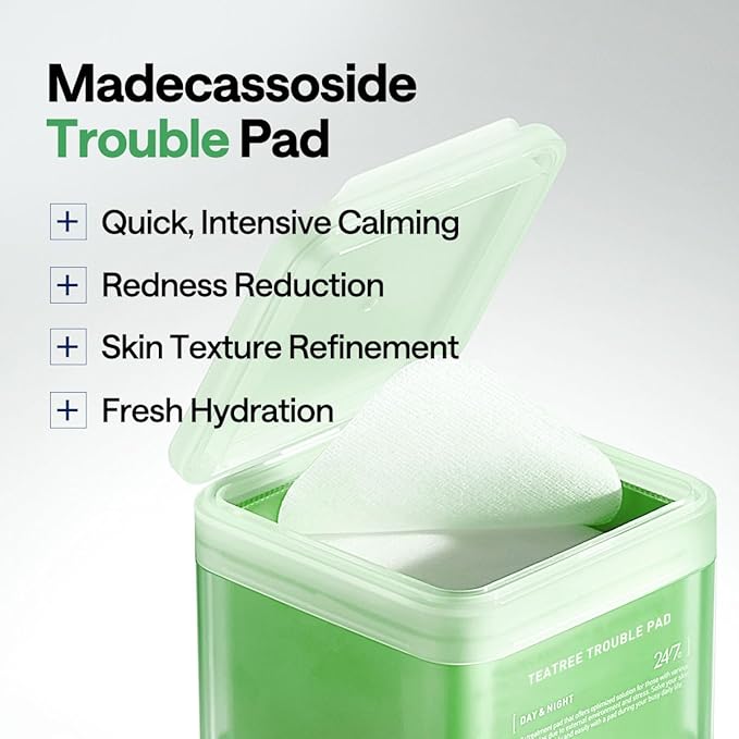 MEDIHEAL Teatree Trouble Pad - Square Cotton Facial Toner Pads with Tea Tree & Lactobacillus - Soothing to Calm Sensitive & Acne Prone Skin- Vegan Face Gauze 100