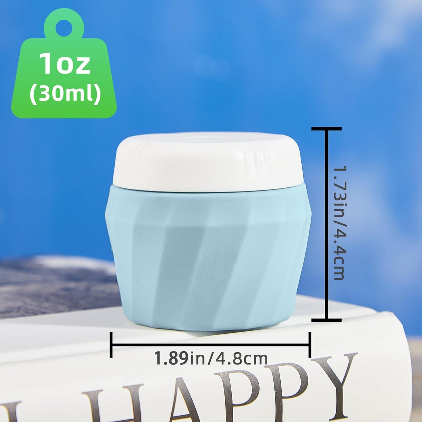 Travel Containers for Toiletries, Premium Silicone Cosmetic Cream Jars, TSA Approved Leak-Proof Refillable Travel Size Toiletries with Clear Bag for Cosmetic Face Body Cream (Green, 1OZ)