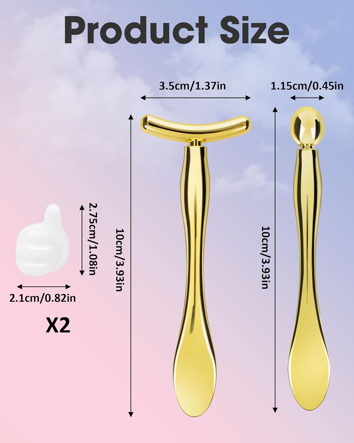 Eye Cream Applicator with Holder, 2PCS Metal Under Eye Roller Wand Stick for Puffy Eyes Puffiness Wrinkle, Eye Cream Applicator Tool Facial Massage, Eye Massager Tool Gift for Women Gold