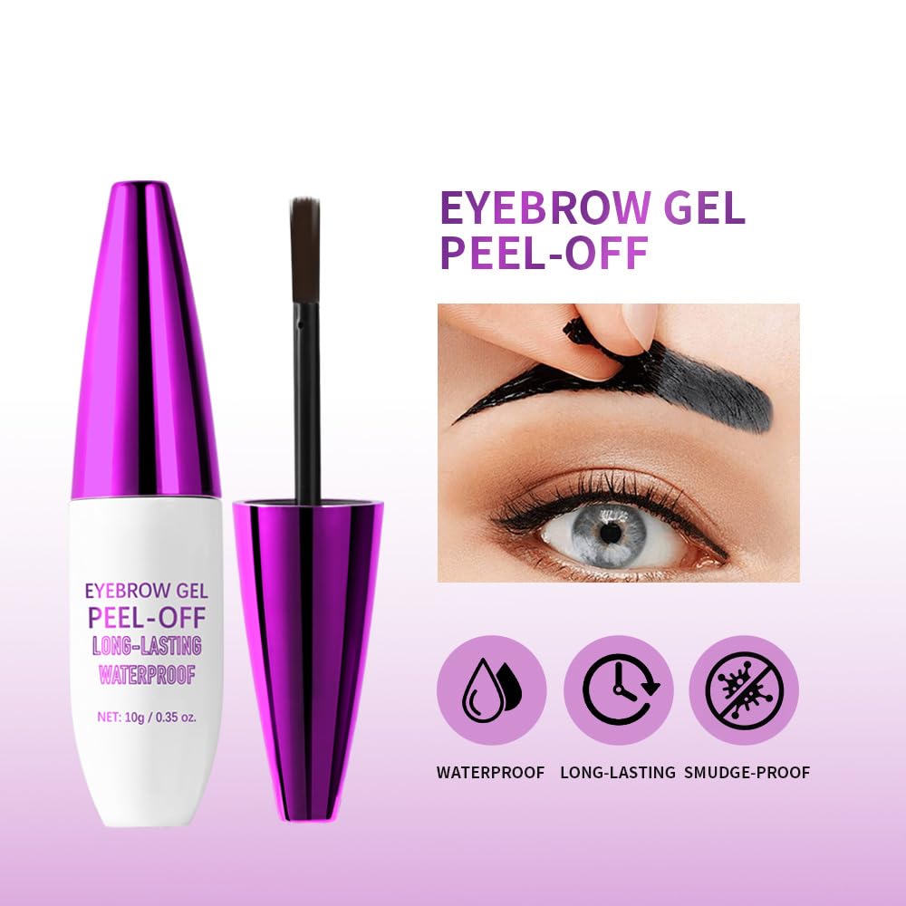 2Pcs Peel Off Eyebrow Tint Gel - Waterproof & Sweatproof All-Day Wear, Transfer-Resistant Tattoo Effect, All Skin Types + Mother’s Day Gift Set, 03#Light Brown