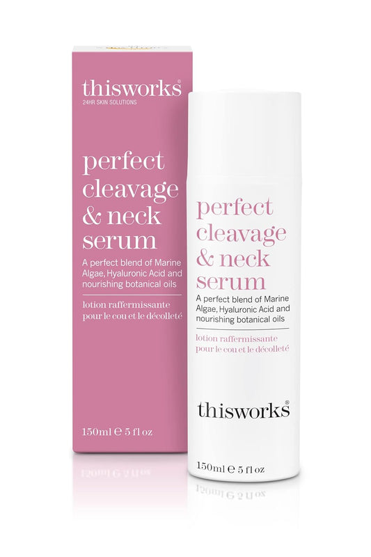 This Works Perfect Cleavage & Neck Serum with Marine Algae & Hyaluronic Acid – Neck Cream Firms & Hydrates – 5 fl oz