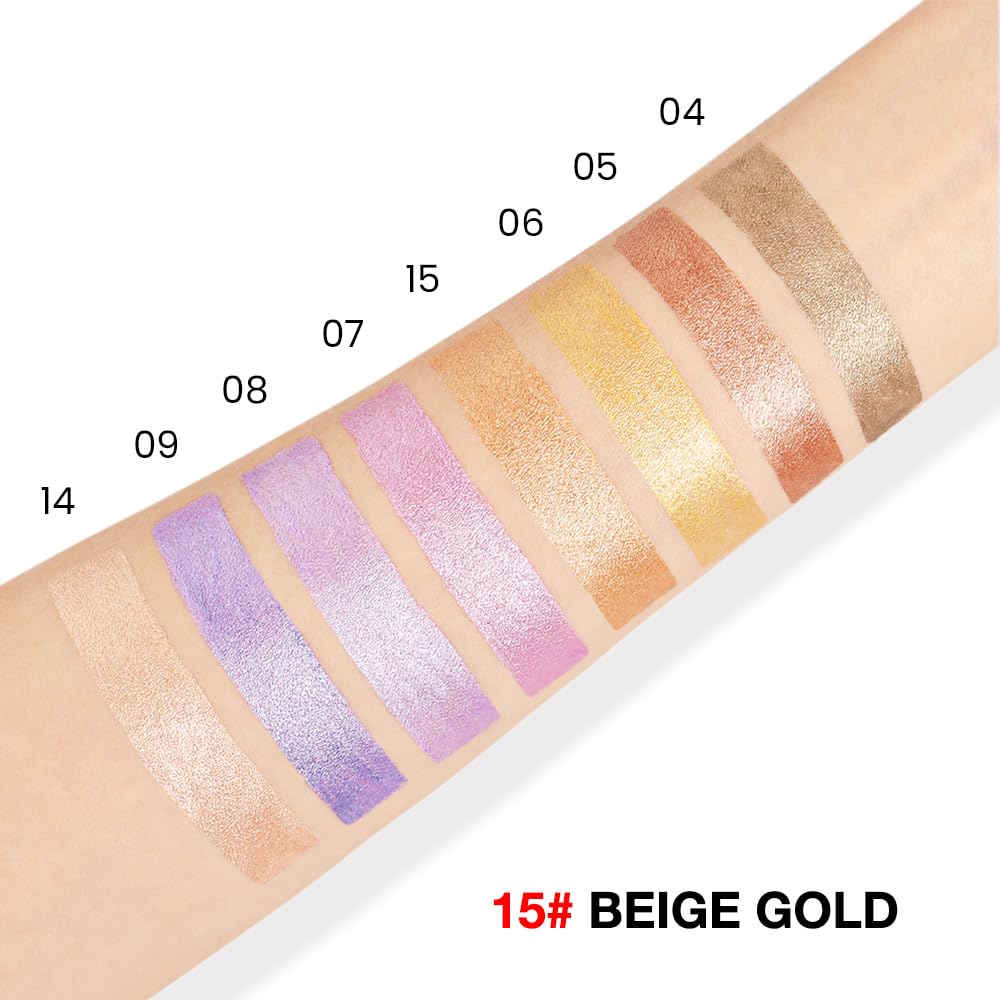 evpct Beige Gold Shimmer Cream Eye Shadow Brightener Sticks Set for Eyes, Gold Shimmery Matte Pencil Eye shadow Applicator Stick Pen Palette Makeup Waterproof sombras en crema para ojos 15#