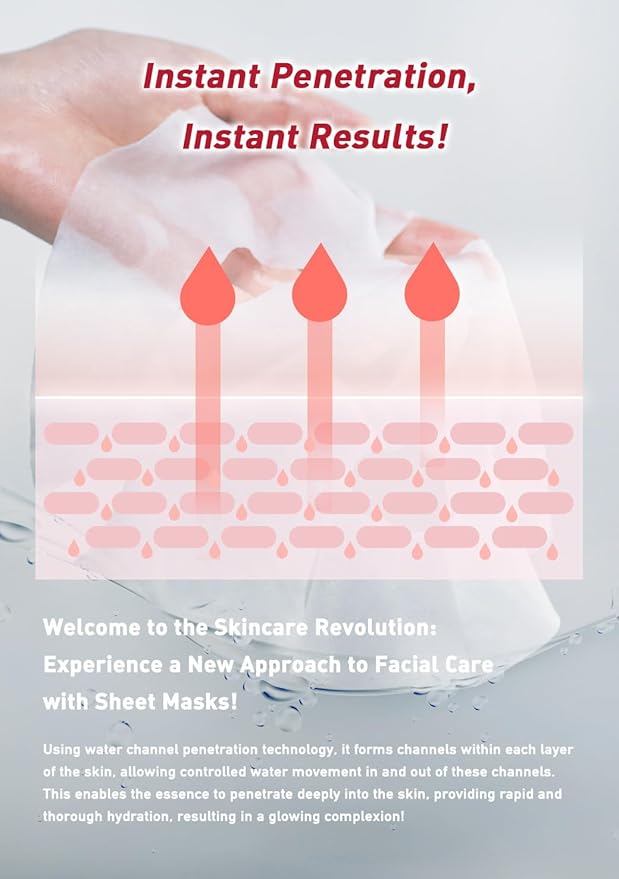 menorah skincare - Ultra Hydration Rescue Sheet Mask (4 Sheets) - with Rice, African Mango, Face sheet masks, Moisturizing mask, Super Hydration and Moisturizing, 100% Organic cotton sheet mask