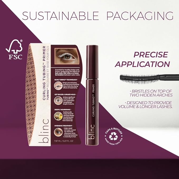 Blinc Curling TUBING Lash Primer | Dual-Action Formula for Long-Lasting Curl & Lash Lift Extension | Nourishing & Strengthening with Castor Oil & Shea Butter | Vegan & Clean Beauty 7ML