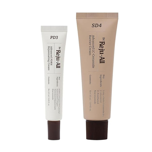 Dr. Reju-All Advanced PDRN Rejuvenating Cream + Advanced LC-Ceramide Barrier Cream - 99% Pure Salmon DNA PDRN Face Moisturizer - Patented Long Chain Ceramide - Korean Anti-Aging Skin Care Face Cream