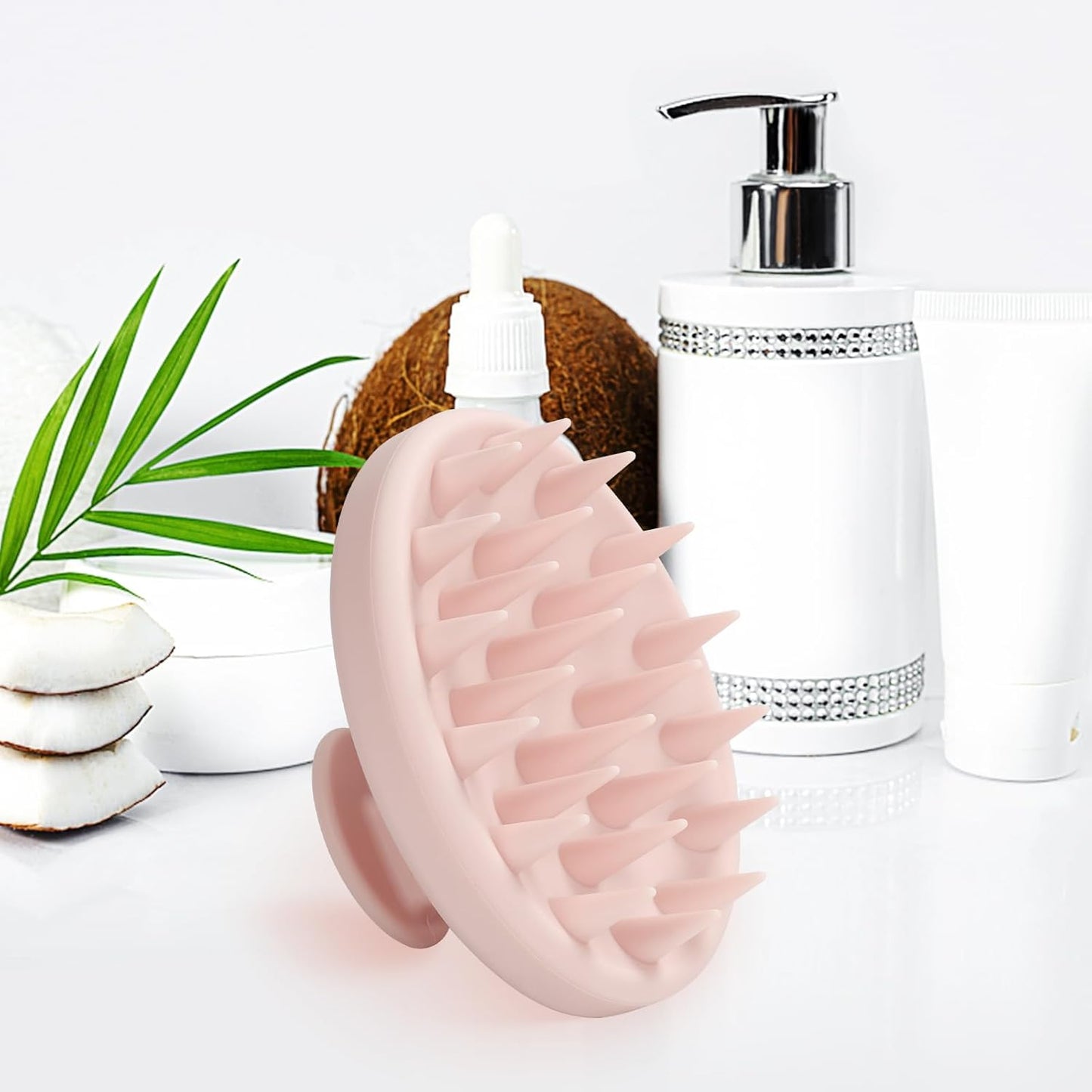 Silicone Scalp Massager, Scalp Scrubber for Hair Growth with Soft Bristles, Scalp Exfoliator Brush Dandruff Removal Shampoo Brush for Wet Dry Scalp Care (Light Pink)