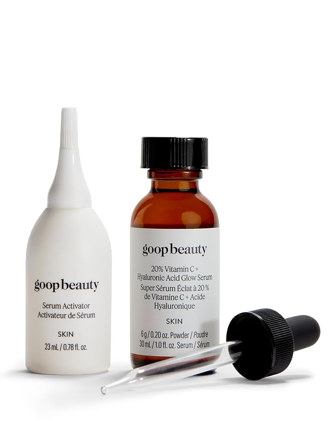 goop Beauty 20% Vitamin C + Hyaluronic Acid Serum | Improves Tone, Texture, & Hydration | L-ascorbic Acid and Hyaluronic Acid | Paraben and Silicone Free | 1 fl oz