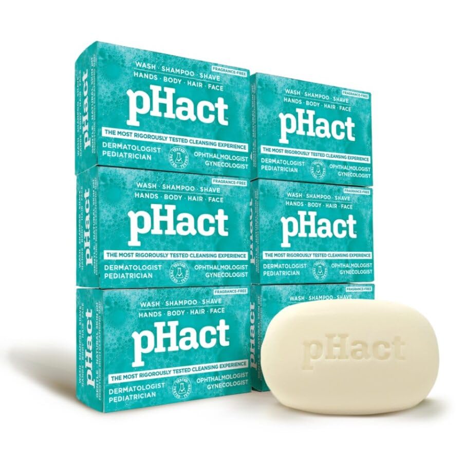 ANDREW LESSMAN pHact Moisture-Rich, Soap-Free Cleansing Bar. Natural Skin pH. Fragrance-Free. All Skin Types - Even Sensitive. Hypoallergenic. Dermatologist Tested. 6 Pack 4.25 oz each
