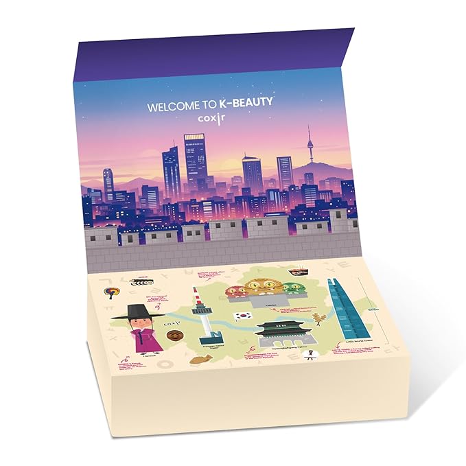 [Christmas Gift Set]coxir K-Beauty Seoul Glow Set – 5-Step Korean Skincare Routine with TXA & Black Rice – Cleansing oil, Mask Cleanser, Ampoule, Balm & Moisturizer,korean skincare,Holiday Gift