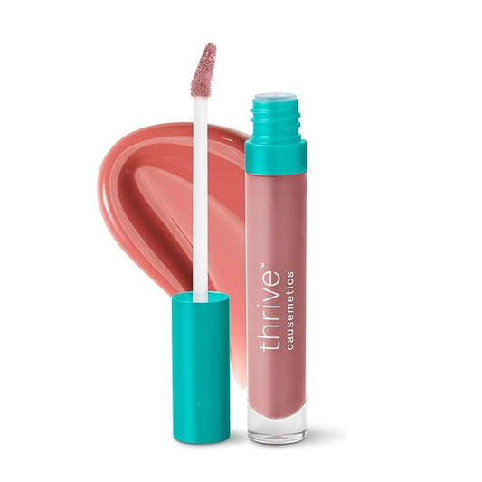 Thrive Causemetics Sheer Strength Lip Plumping Peptide Gloss, Lip Plumper with Vitamin E, Peptides, Plumps, Smooths & Hydrates Lips, High Shine, Vegan & Cruelty Free, Jo (Pink Mauve)