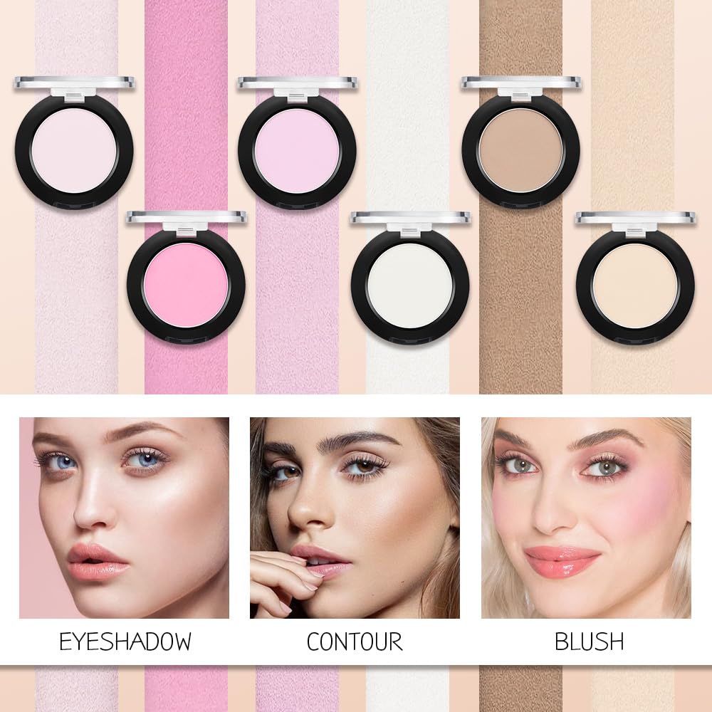 Monochrome Matte Eyeshadow Makeup Palette, Highly Pigmented Peach Pink Eyeshadow Palette, Matte Pressed Powder Eye shadow Makeup, Single Vegan Eye Shadow, Daily Evening Women Girls Eyeshadow Gift 02