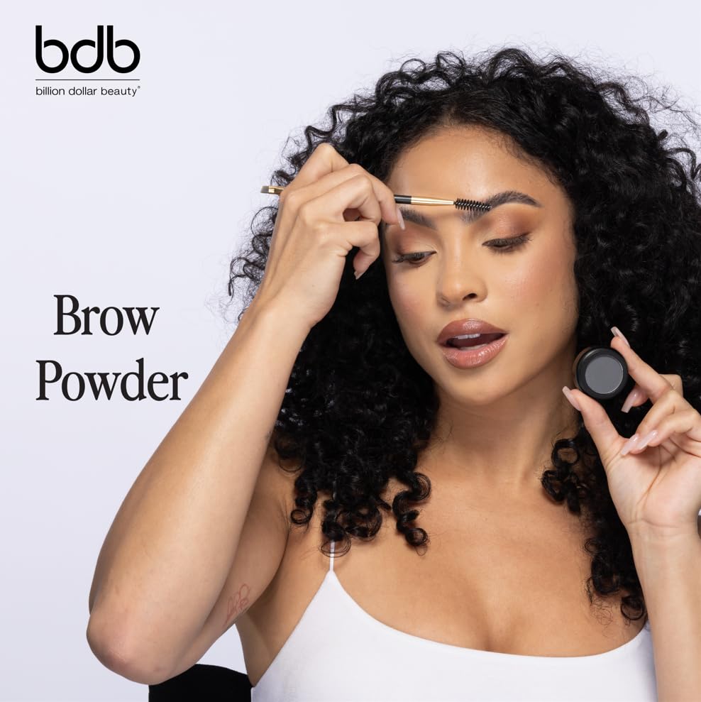 bdb Eyebrow Powder & Definer Brush - Long-Lasting, Fuller & Fluffier Brows, Spoolie for Precision, Soft & Natural, Light Brown