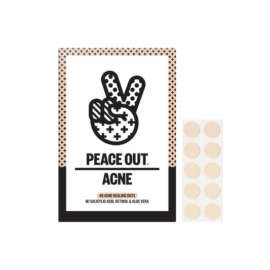 PEACE OUT Acne Healing Dots Helps Clear Blemishes Overnight, Fast Acting Hydrocolloid Pimple Patches for Breakouts with Salicylic Acid, Retinol and Aloe Vera, Award Winning Skincare Solution 40 Count