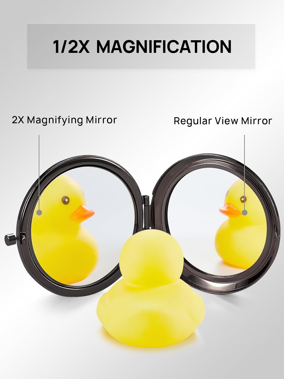 Compact Mirror Bulk, Pack of 24 Double-Sided 1X/2X Magnifying Metal Makeup Mirrors(Round, Onyx Black)