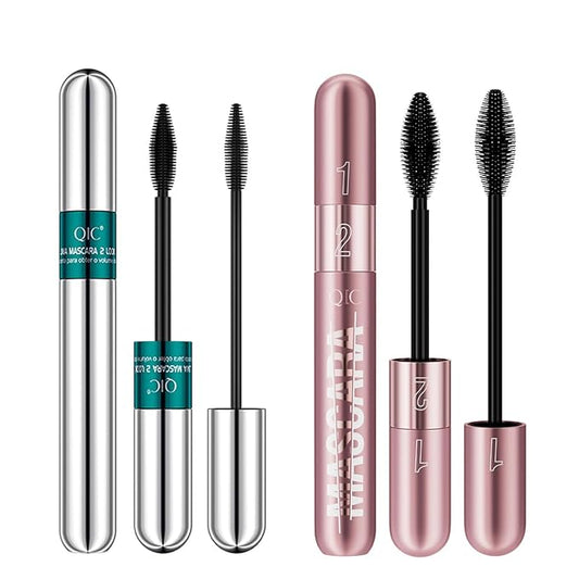 2Pcs 2 Step Lengthening & Volumizing Tubing Mascara, Smudge-Proof, Clump-Free, 2 in 1 Black Mascara For Natural Lengthening And Thickening Effect