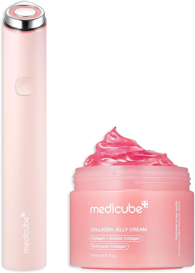 medicube Plump and Radiant Pink Duo: Mini Booster Pro Pink and Collagen Jelly Cream, 3.71 fl.oz. (110ml) | Holiday Stocking Stuffers, Stocking Stuffers for Women, Gifts for Her, Gifts for Women