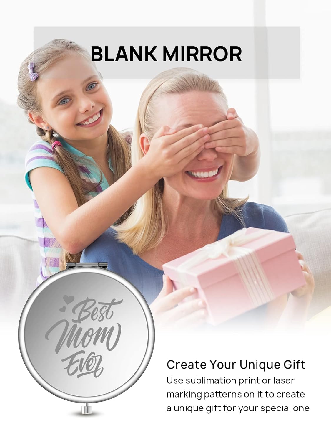 Compact Mirror Bulk, Set of 100 Double-Sided 1X/2X Magnifying Metal Pocket Makeup Mirrors(Round, Silver)