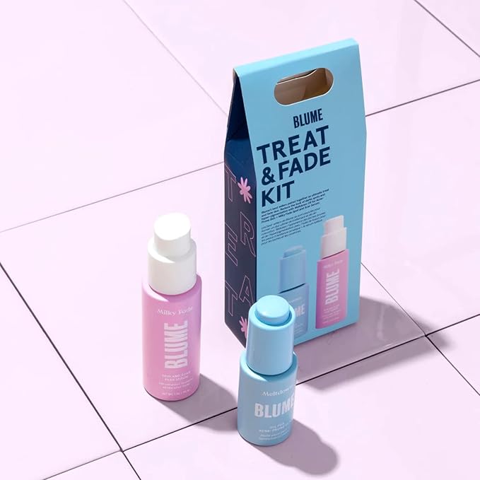 Blume Treat & Fade Acne Skin Care Set - 2-Step Acne Scar Treatment & Dark Spots Face Care - Meltdown Face Oil & Milky Fade Vitamin C Serum - Helps Brighten Complexion & Repair Barrier (2 Count)