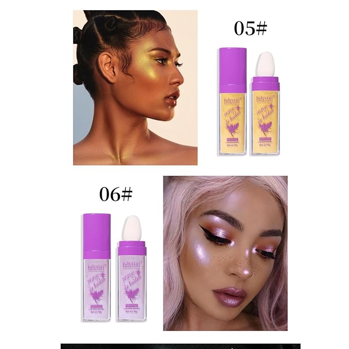 Highlighter Makeup Stick - Patting Powder, Body Glitter Fairy Dust Glitter Fairy Makeup Powder Stick Patting Powder Glitter Contour Blush Powder Face Brightens for Face Body Hair Makeup Kit - 3 PCS(b)