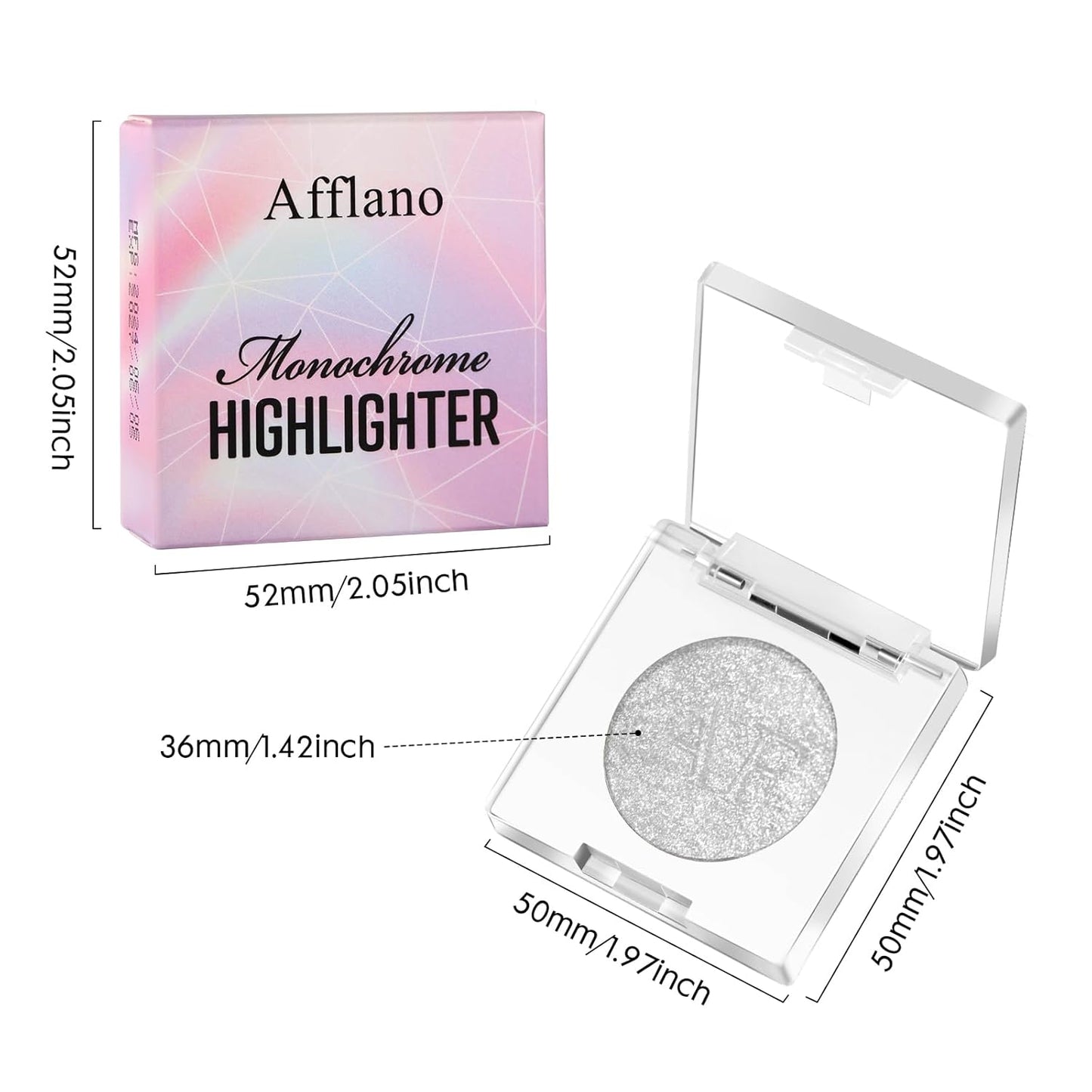 Highlighter Makeup Palette, Long Lasting New Formula, Pearlescent Silver-White Shimmer, Sheer Base, Ideal for Face and Body Contour and Cheek Highlight (#06) Silver-White Pearlescent Shimmer