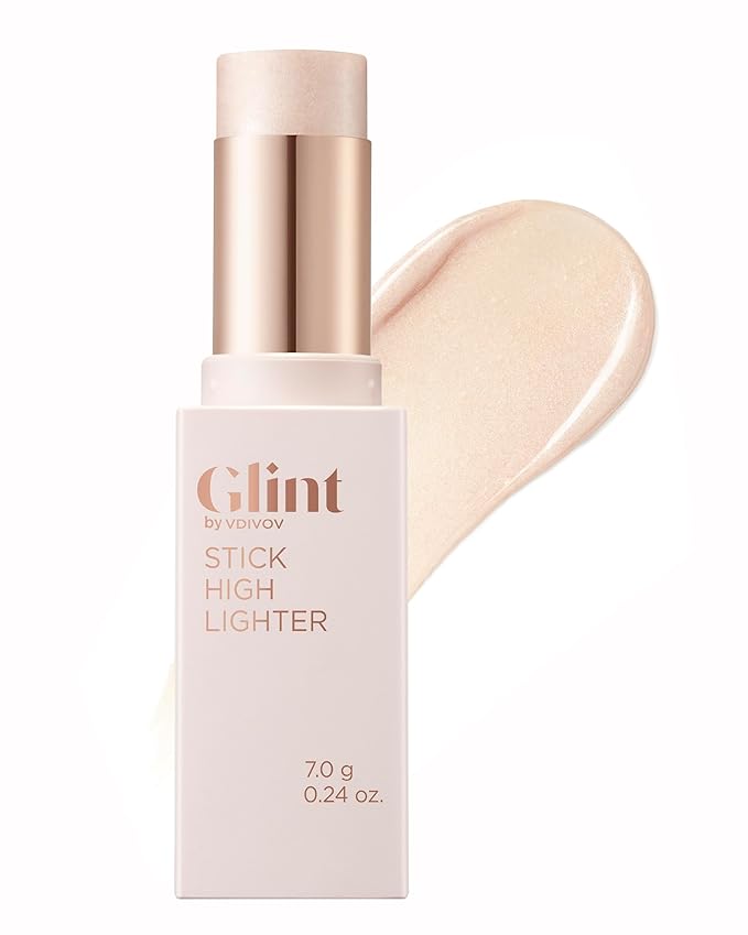 Glint Stick Highlighter (Dewy Moon, 0.24oz) - Multi-Use Illuminator Stick by LG Beauty. Creamy & Blendable Color.