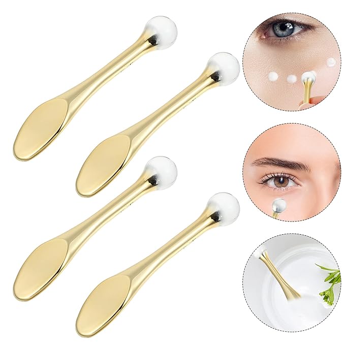 EXCEART 6pcs Metal Makeup Spatula Mini Spoon Eye Cream Massage Sticks Beauty Scoop for Facial Cosmetic Face Cream
