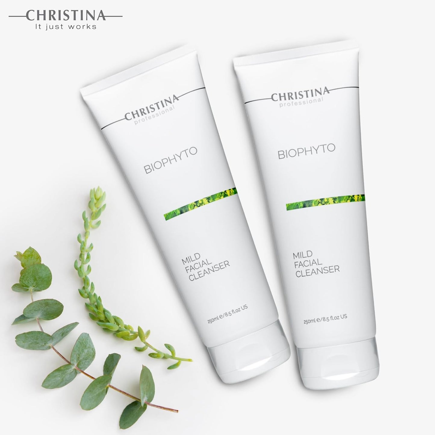 -CHRISTINA- Biophyto Mild Facial Cleanser with Green Tea and Cucumber Extracts - 250 ml - Soapless Gentle Face Wash and Daily Facial Cleanser for All Skin Types