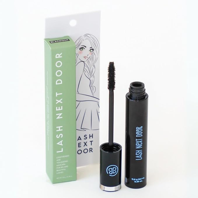 Lash Next Door Water Resistant Mascara Black Volume and Length - No Clump Volumizing Mascara for Thickening and Lengthening - Smudge Proof Lashes by Brooklyn and Bailey (1 Pack)