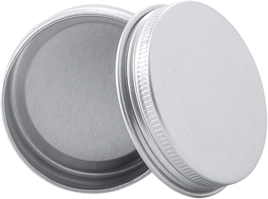 2 Ounce Aluminum Tin Jar Refillable Containers 60 ml Aluminum Screw Lid Round Tin Container Bottle 60 Pack for Cosmetic,Lip Balm, Cream
