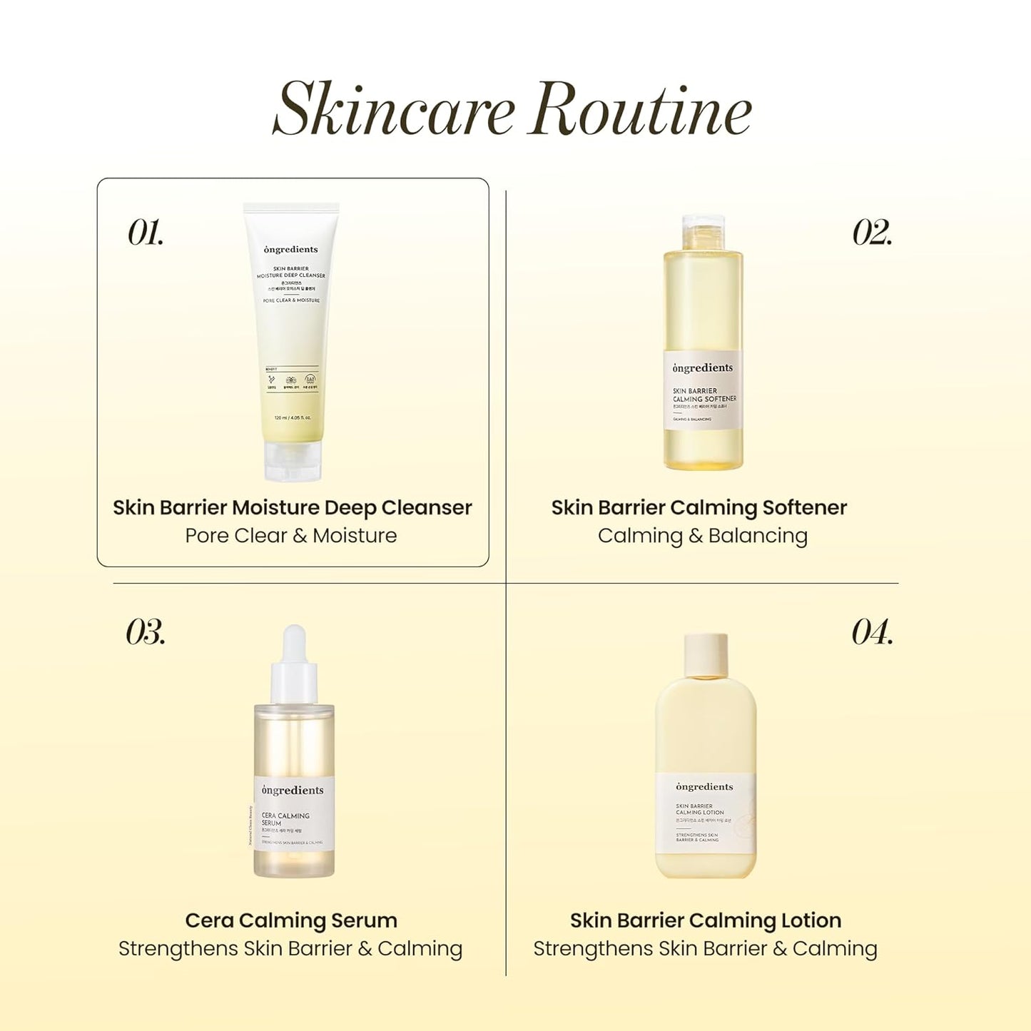 ONGREDIENTS Skin Barrier Moisture Deep Cleanser | Daily Face Wash for All Types | Centella, Peptide, AHA, LHA, Hydrating, Soothing, Pore Tightening | Vegan, Korean Skin Care 4.06 fl Oz