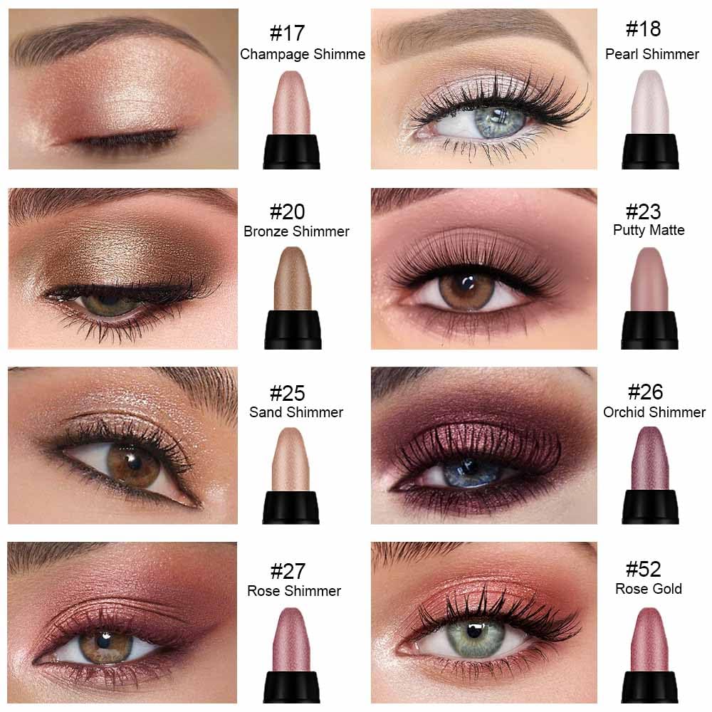 evpct 8Pcs Cream Eye Shadow Brightener Sticks Makeup Sets, Champagne Pearl Bronze Putty Sand Orchid Rose Gold Shimmer Matte Eyeshadow Eyeliner Pencil Applicator Stick Palette Makeup for Older Women 08