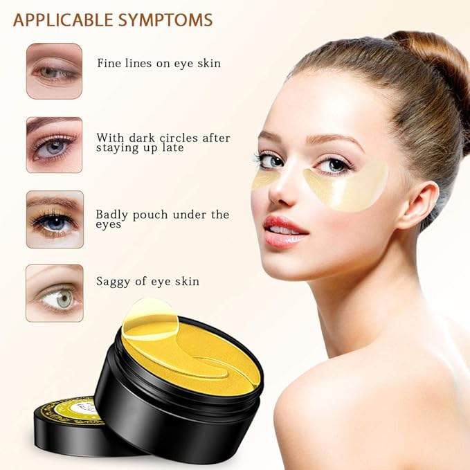 Under Eye Patches (30 Pairs Eye Gels) - Golden Eye Mask with Amino Acid & Collagen - Rejuvenating Treatment for Dark Circles, Puffy Eyes, Refreshing, Revitalizing, Travel, Wrinkles