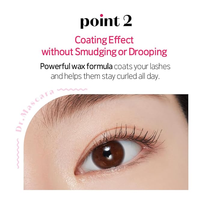 ETUDE Dr. Mascara Fixer, Korean Mascara Fixer, Long-Lasting Wax Formula, All-Day Curl Hold, Smudge-Proof, Korean Makeup, Beauty, Vegan Certified, Black (0.203 Fl Oz)