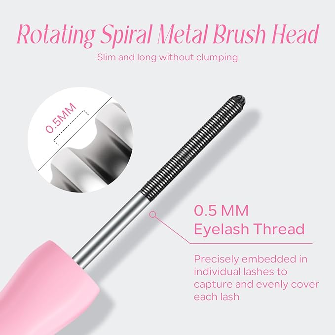 KYDA 2-in-1 Double Ended Metal Mascara, Volumizing Lengthening Clump-Free Black Mascara, Waterproof Formula for Dramatic Lashes, Curling, Washable Eyelash Makeup, 1pcs