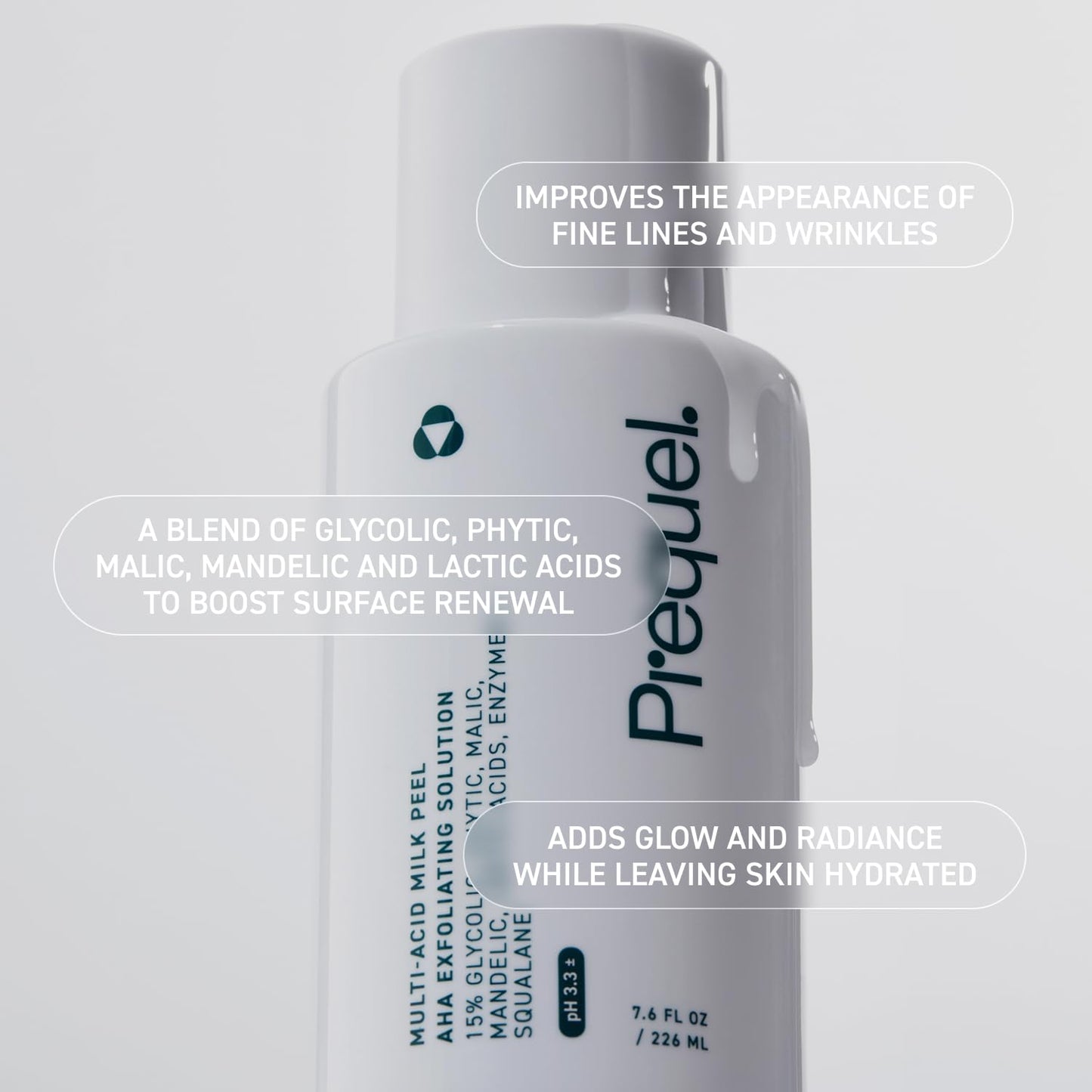 Skin Multi-Acid Milk Peel, Professional Exfoliating Solution. 15% Glycolic Acid Face Peel with Lactic Acid and Enzymes. Hydrating Chemical Exfoliant. Clinical Strength Formula, 7.6oz Bottle.