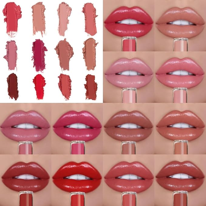 12 Colors Cream Texture Lipstick for Women, Long Lasting Lipstick Non-Stick Lipgloss Velvet Lip Makeup, Moisturizing Liquid Lip Stick Non-Fading Lip Gloss Hydrating Lip Tint for Makeup (#07)