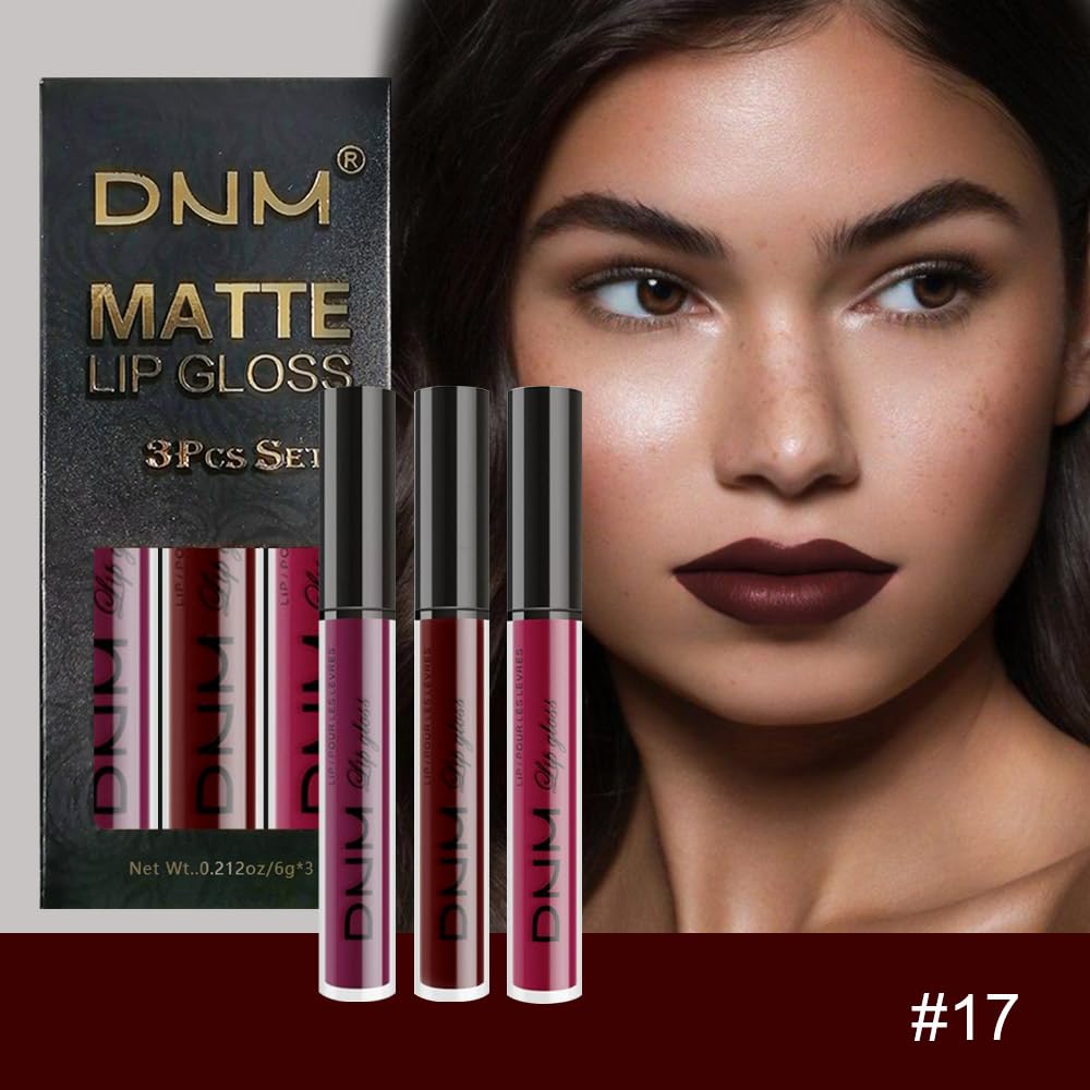 evpct 3Pcs Dark Red Purple Plum Matte Liquid Lipstick Sets for Women Matte Lip Stain Long Lasting Waterproof, Burgundy Blood Blue Red lipstick, Black Cherry Maroon Gothic 24 Hours Magic Lipsticks