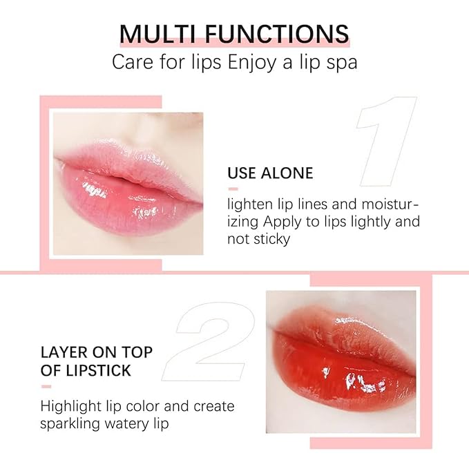 Hydrating Lip Glow Oil-Lip care oil- Lip Oil Tinted for Lip Care and Dry Lips-Prevents Dry Cracked-Non-sticky Big Brush Head-Lip Plumping -Lip Oil gloss tinted-020#MAHOGANY