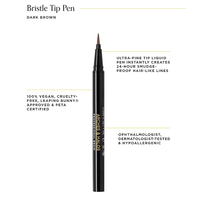 Arches & Halos Microblading Brow Shaping Pen - Fuller, More Defined Brow - Long-lasting, Smudge Resistant, Rich Color - Vegan and Cruelty Free Makeup - Espresso - 0.8 ml