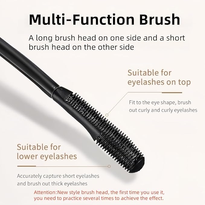 Waterproof Lash Primer for Mascara with Multi-Function Brush, Volumizing, Lengthening, Natural Look, Long-Lasting Hold, Smudge-Proof, No Clumping, Black Eyelash Primer