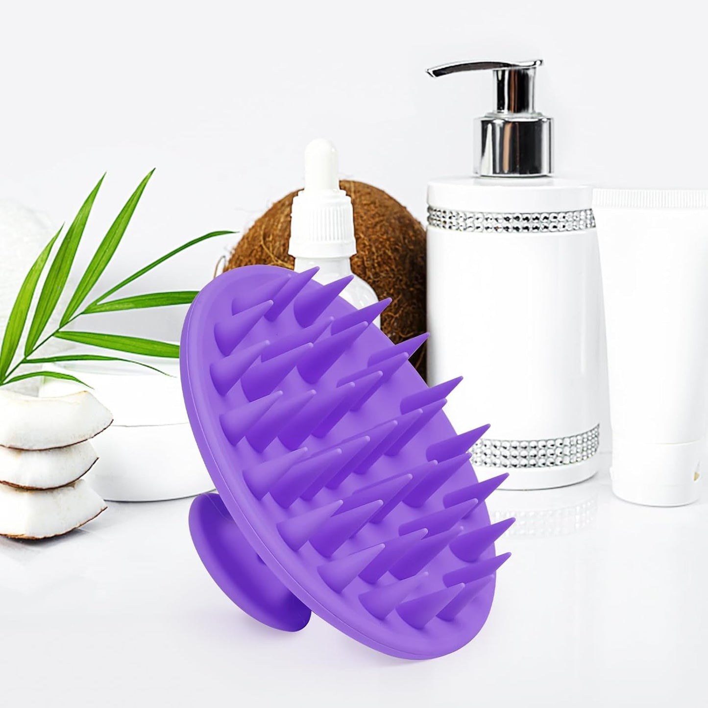 Silicone Scalp Massager Shampoo Brush, Scalp Scrubber for Hair Growth (Purple)