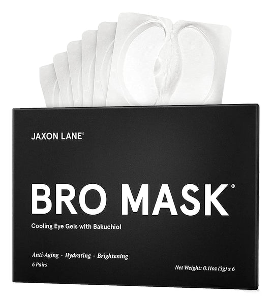 BRO MASK Under Eye Gel Pads: Cooling Eye Patches for Dark Circles and Puffiness | Anti Aging Hydrogel Eye Patch Set + Bakuchiol, Green Tea, Hyaluronic Acid, Caffeine, Niacinamide/Vit B3 (2 X 6 Pairs)