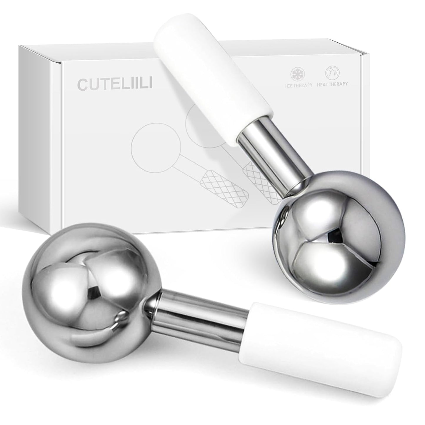 Ice Globes for Face, Unbreakable Stainless Steel Ice Globes for Facials for Puffiness, Wrinkles,Ice Balls for Face Neck & Eyes Skin Care