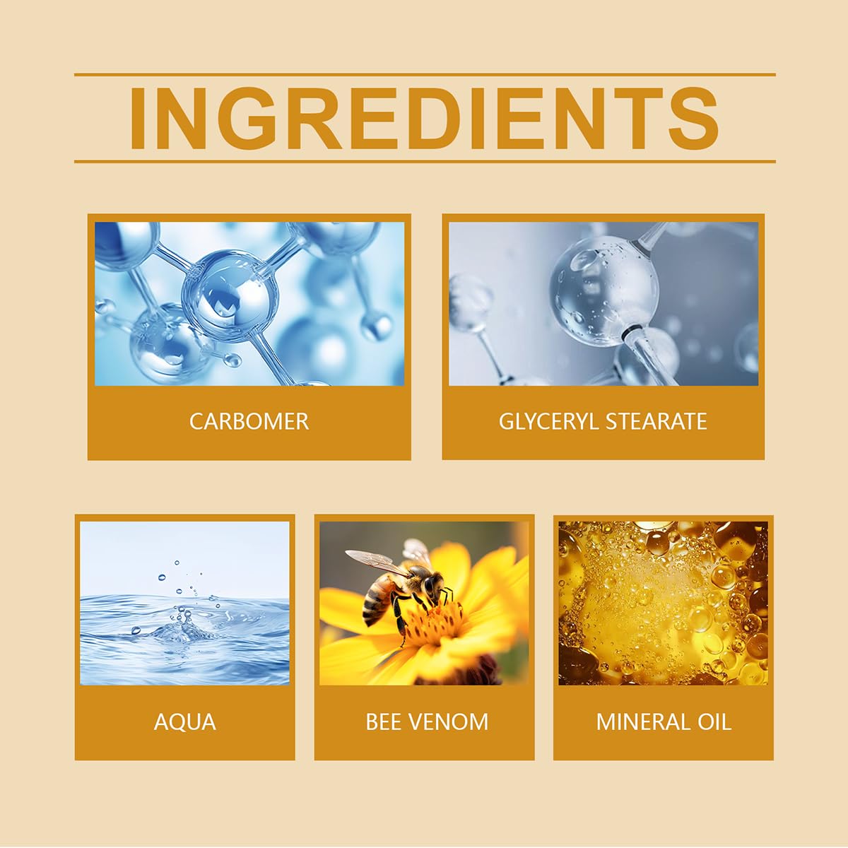 Bee Venom Moisturiser Cream Wrinkle Removal & Firming, Anti-Aging Eye & Face Bee Venom Skin Treatment Cream (3 Packs, 0.71Oz)