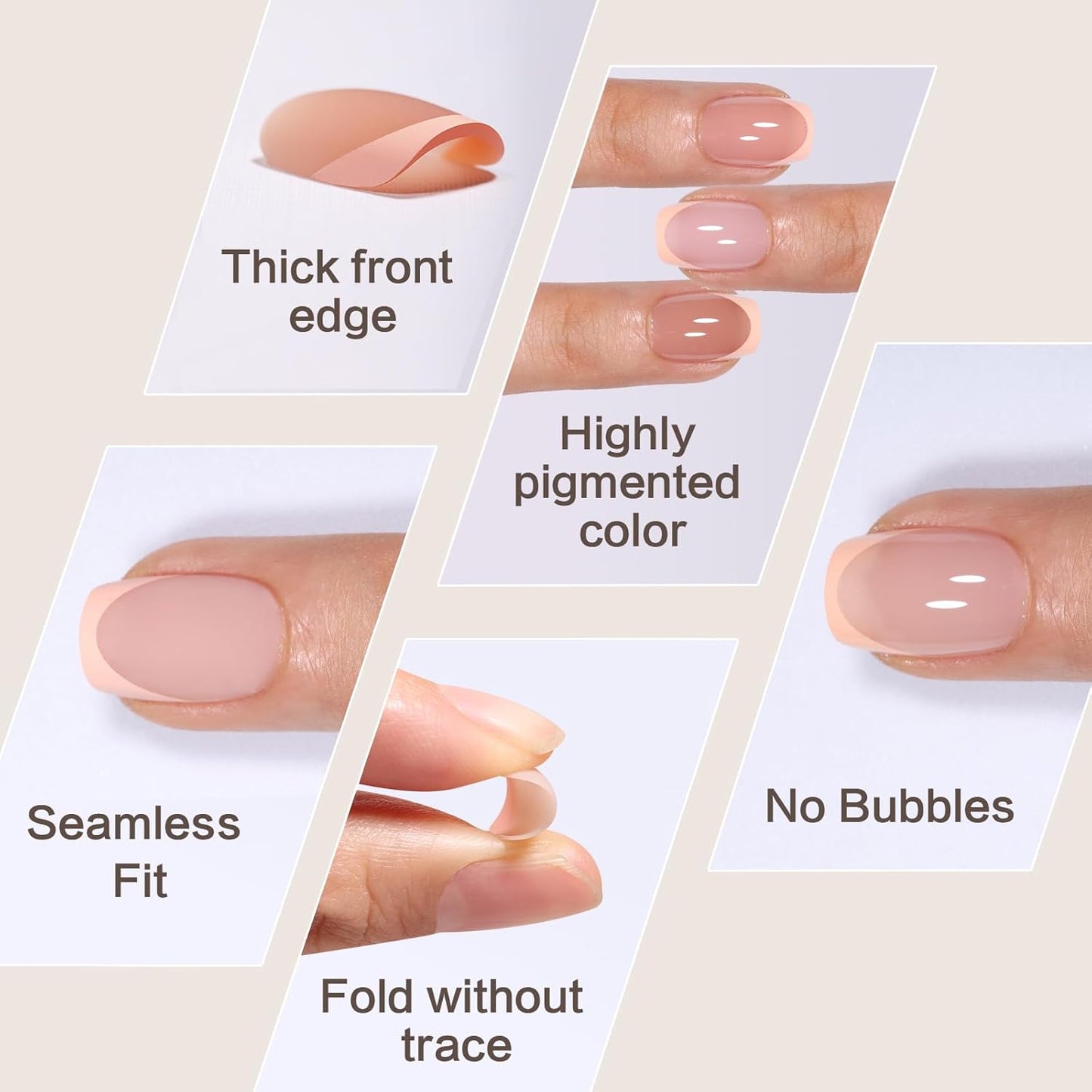 French Tip Press on Nails, 160PCS Gel Nail Tips with 5 Strips, 16 Sizes Pre-applied Primer Classic French Fake Nails, No Need to File, XS Square Pink, DIY Nails Art Design Gifts for Women